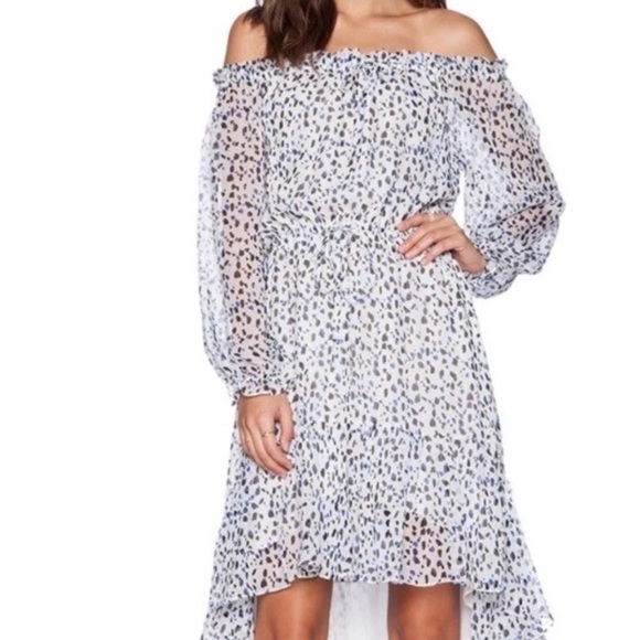 Diane Von Furstenberg Off-Shoulder White and print Dress - Picture 1 of 15